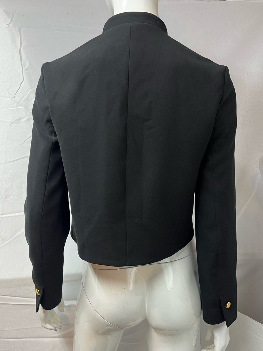 ZARA Women's S Black Gold Button Stretch Boxy Crop Blazer Jacket - Picture 8 of 11
